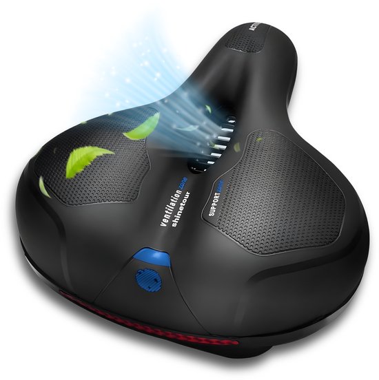 Selle de Vélo Comfort Gel – Selle Gel Ergonomique avec Amortissement des Chocs – Selle Large & Douce – Selle de Vélo Respectueuse de la Prostate pour Hommes & Femmes – Imperméable – Réflecteur – Universel pour Vélo de Ville, E-Bike & VTT