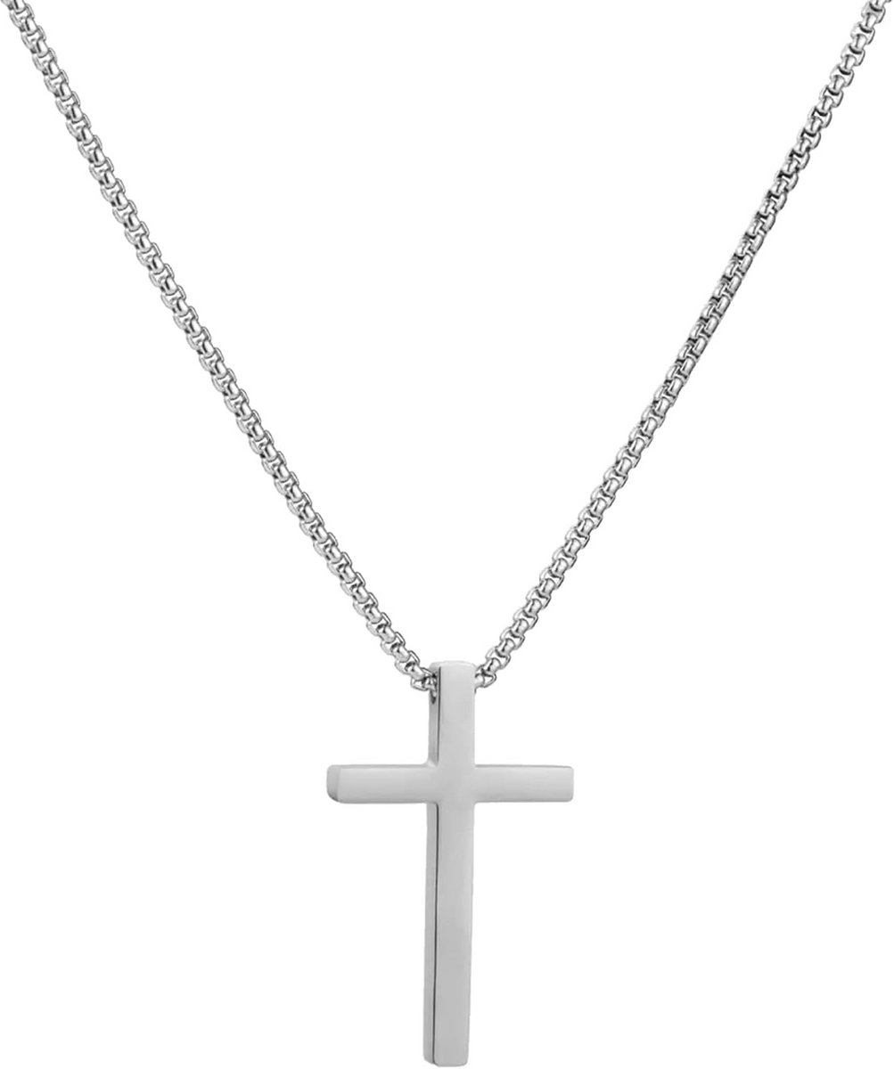 Heren Kruis Ketting in Roestvrij Staal - Zilveren Crucifix Hanger