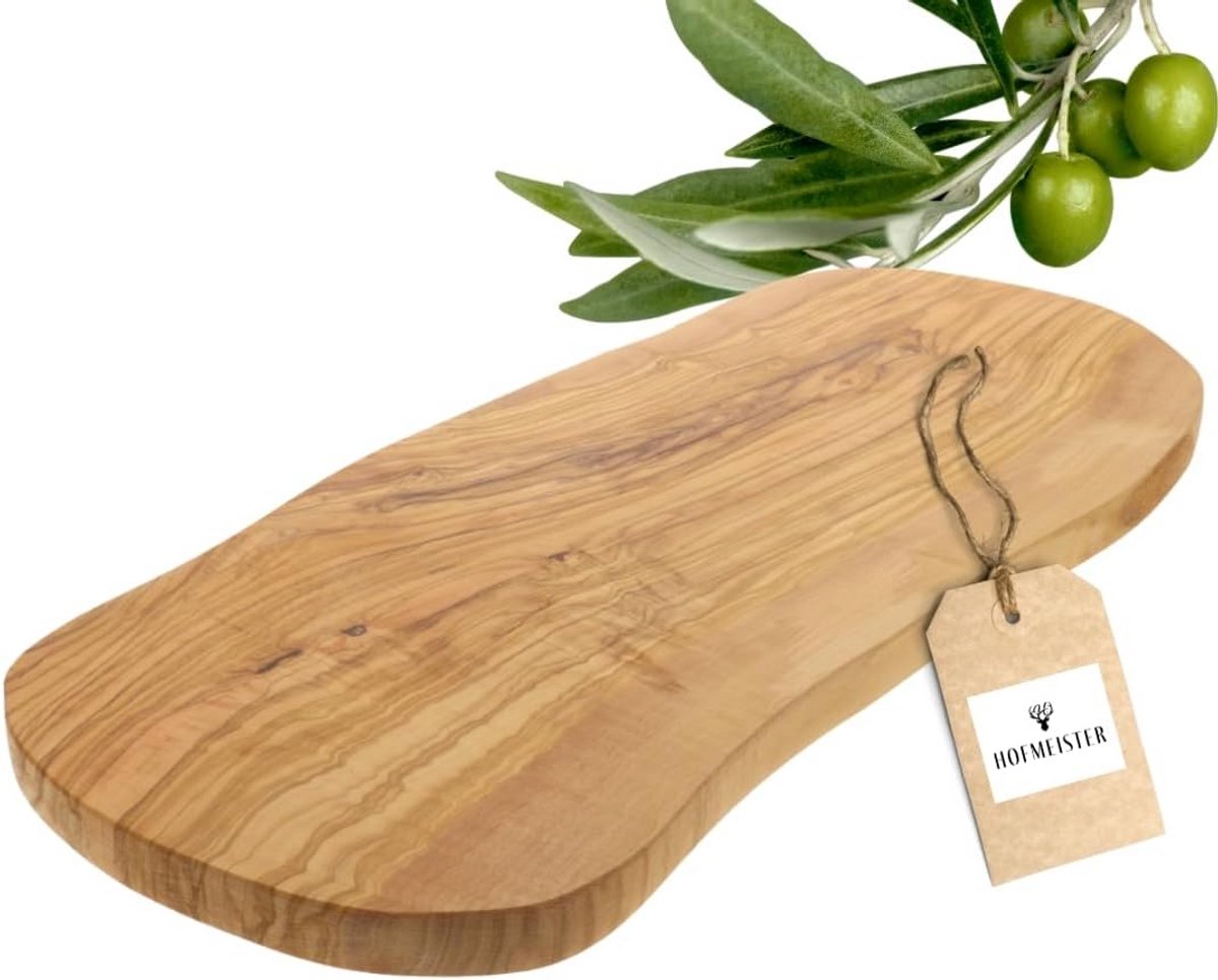 Stevige Olijfhouten Snijplank in Natuurlijke Vorm - 50 cm - Broodplank en Serveerplank
