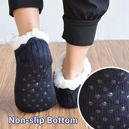 Dokela Sloffen Heren Winter Warme Pluche suède klompen lederen Pantoffels Antislip Comfortabele Zwart 47