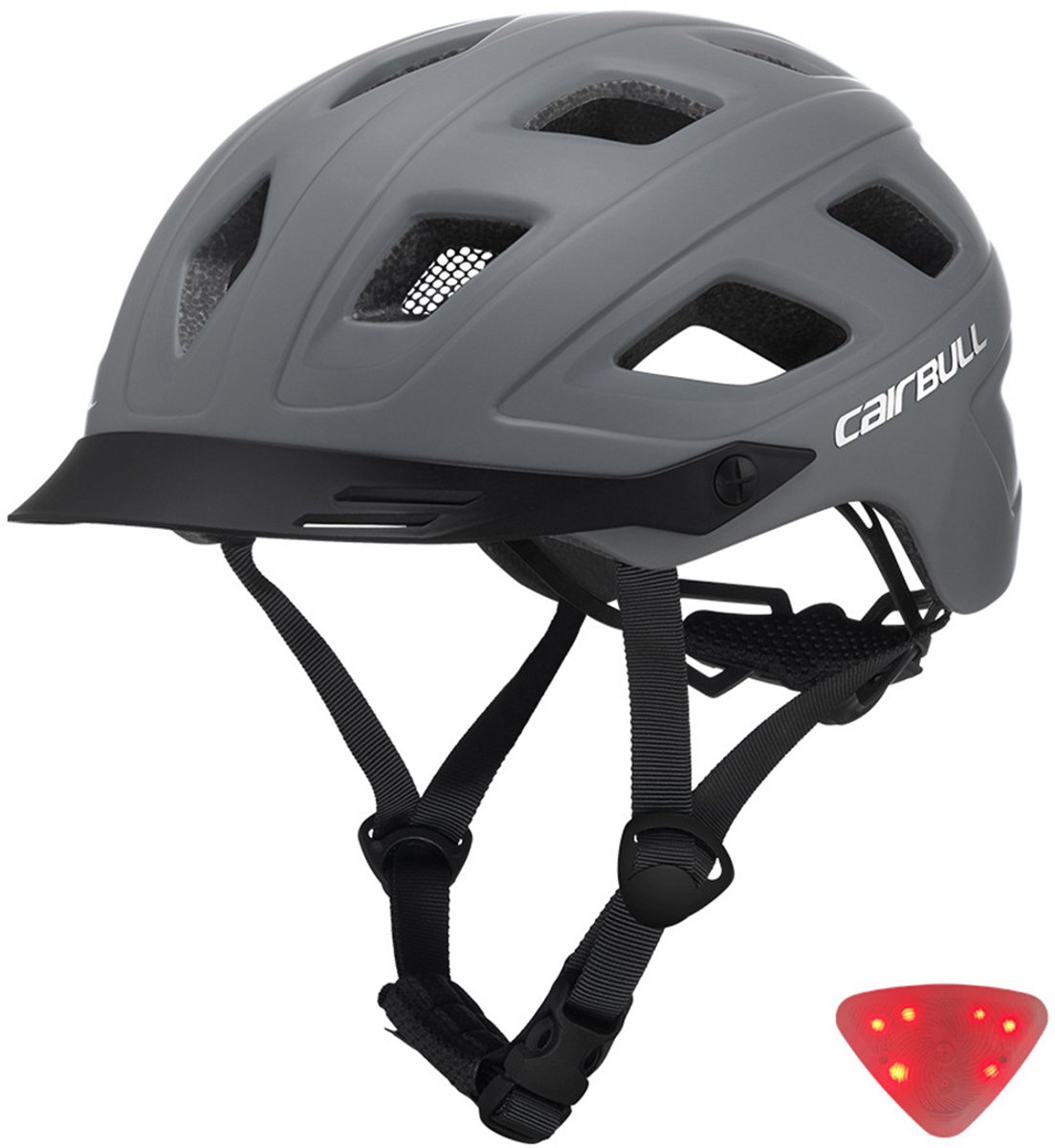 Cycling Fietshelm Volwassenen - Fietshelm Dames - Fietshelm Heren - LED Verlichting-A-Grijs-L(58-63CM)