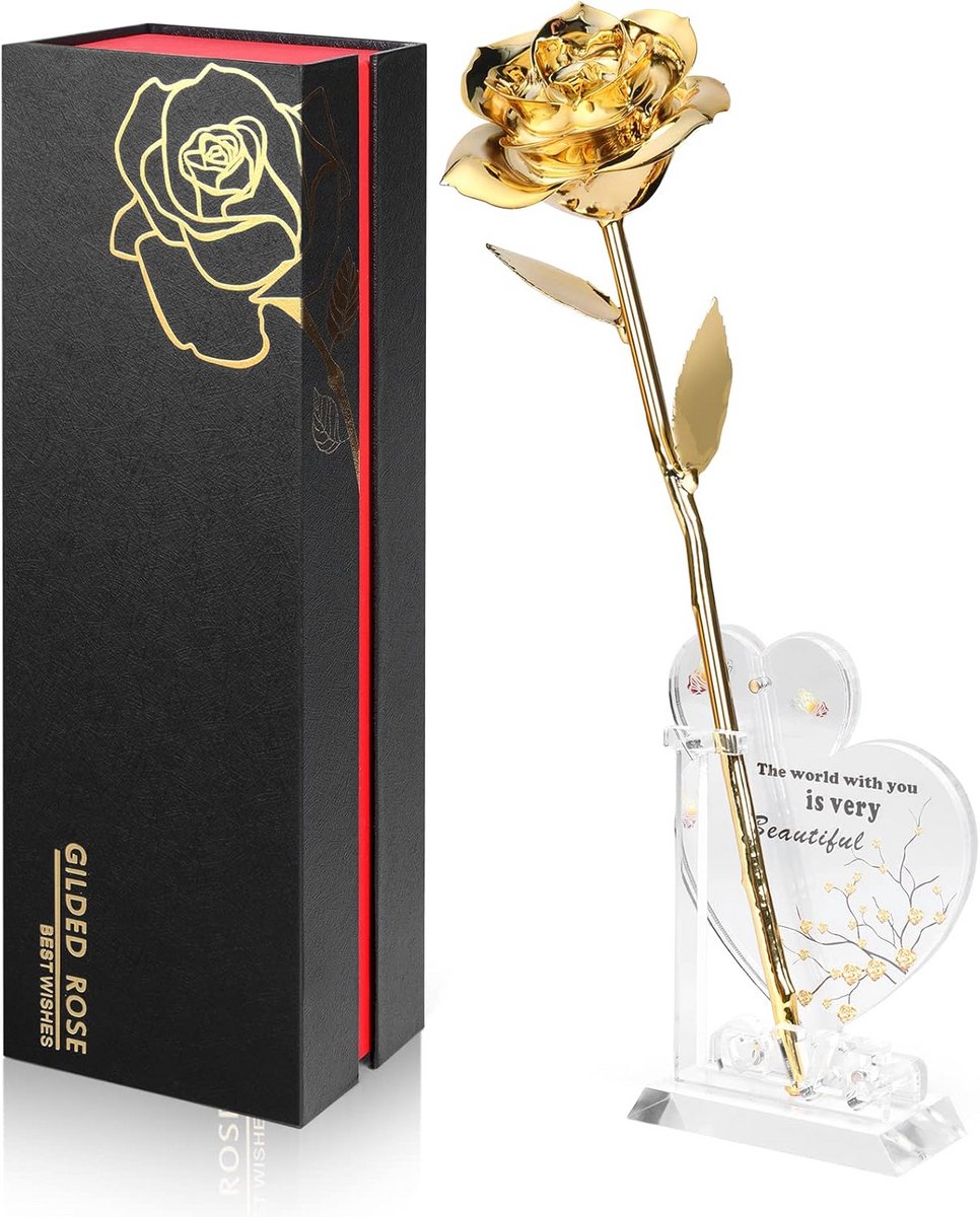 Eeuwige Roos in Echt 24K Goud Gedoopt - Luxe Cadeau voor Haar