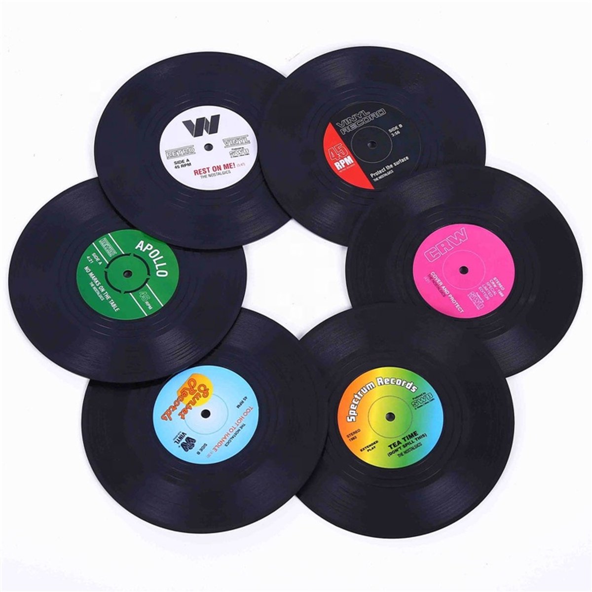 Go Go Gadget - Onderzetters - Retro - LP - Vinyl fanaat - set van 6 stuks - Met giftbox