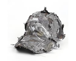 Baseballcap - Camo Baseball Cap voor Heren - 3D Leaf Baseballpet - 51-64 cm - Camouflage Leger Baseball Cap - met Verstelbare Pasvorm - Sportieve Zonneklep Hoed met Ademend Design - verstelbaar met gesp - one size - grijs