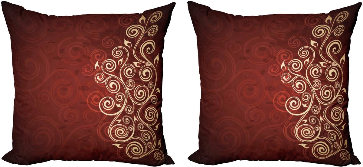 ABAKUHAUS Decor kussenhoes – 2x50x50 cm crème robijn, dubbelzijdig, digitaal bedrukt