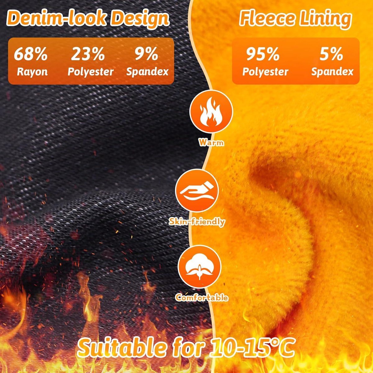 Cosensi Meisjes thermoleggings jeanslook met fleece voering Warme winterbroeken met zakken Jegging Winterleggings voor kinderen Maten 104-146 4-11 jaar Any