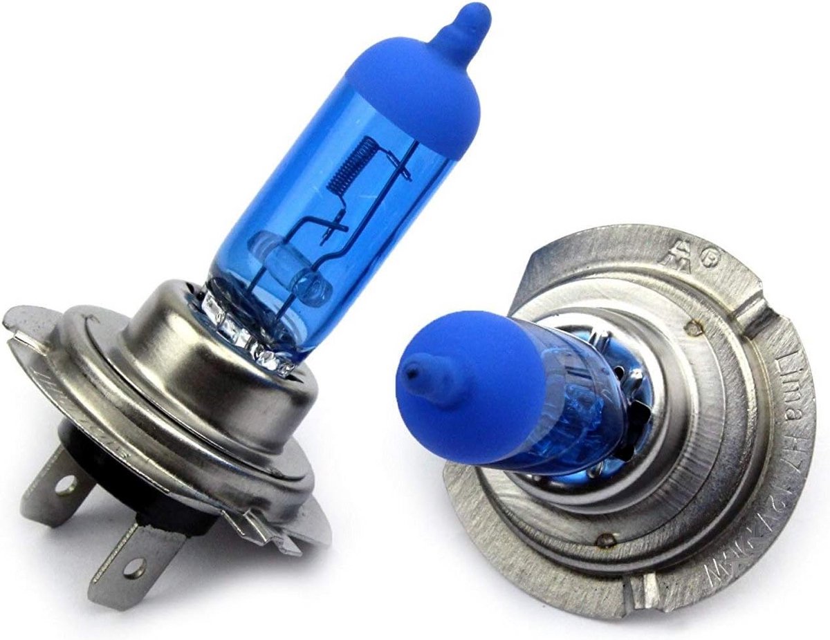 2 Stuks H7 Halogeen Lampen 12V 55W Blauw Gecoat voor Xenon-Look Licht