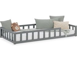 Kinderbed Huisstijl Laag bij de Grond 90x200 cm met Valbeveiliging Lattenbodem