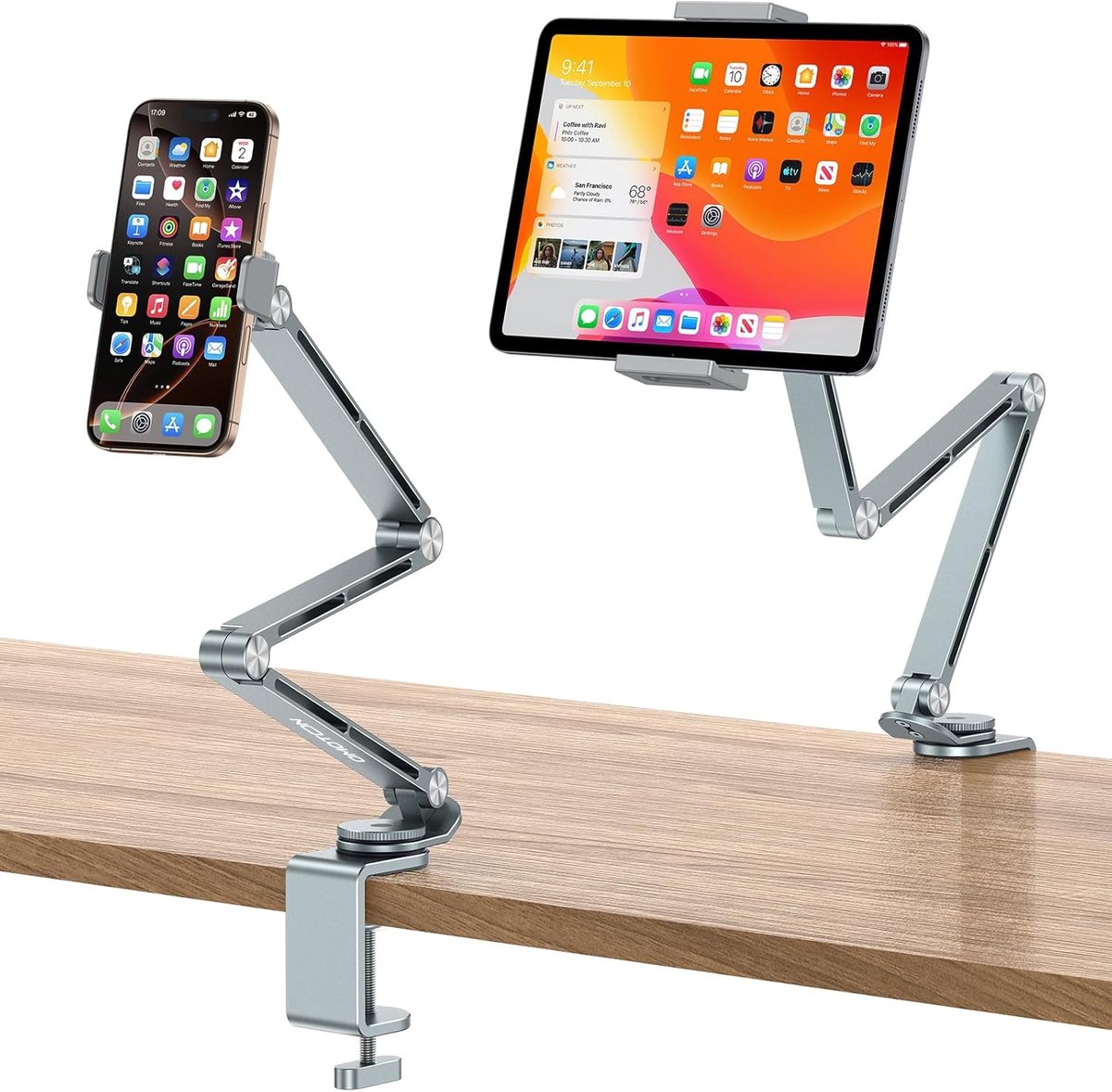 Famanu – Aluminium tabletstandaard met draaibare arm stabiele houder voor bed en bureau