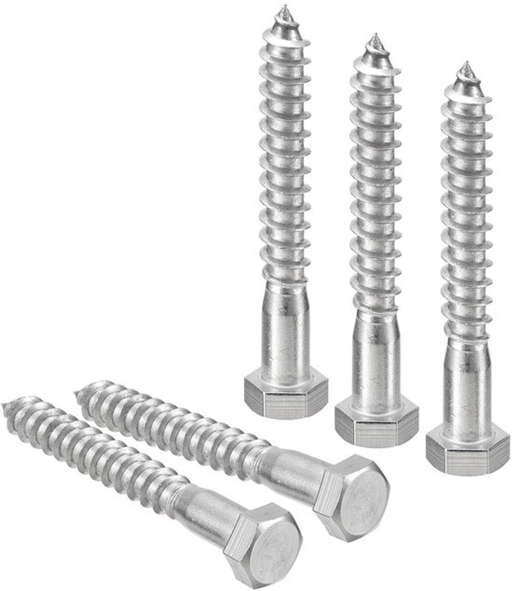 Roestvrijstalen Zeskantschroeven 25 stuks 3/8" x 3" - Gedeeltelijke Schroefdraad Houtschroeven