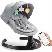 3Babies® Baby Swing – Elektrisch Wipstoel – Babyschommel – Elektrische Schommelstoel baby – Verstelbaar – Wasbare Bekleding – Afstandsbediening en App – Grijs