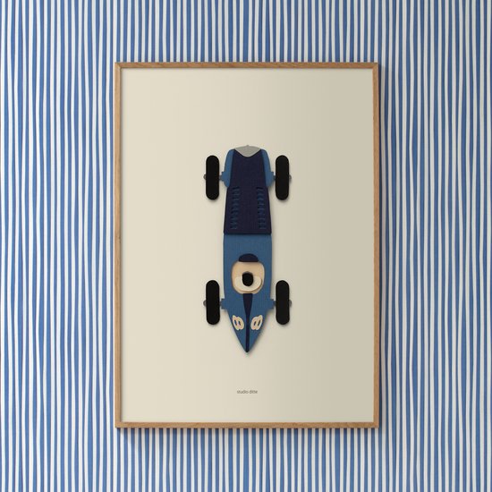 Studio Ditte Raceauto Blauw Poster - 50x70 cm