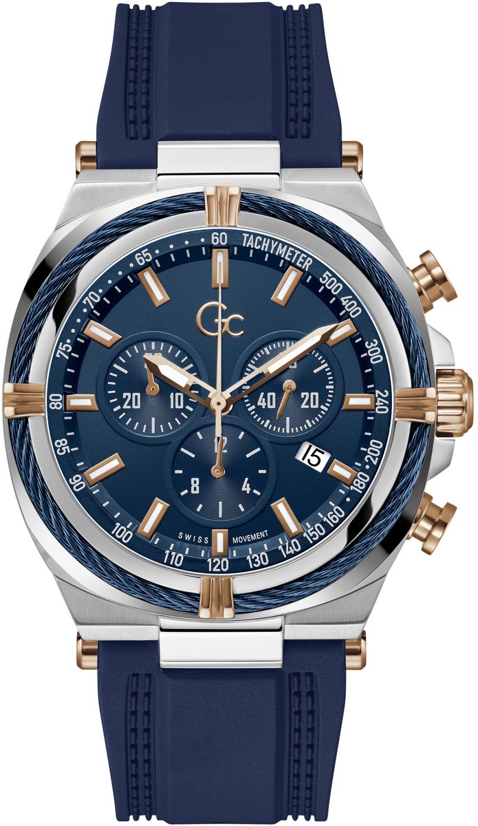 Gc Gc Ironclass Analoog Horloge Blauw Kast: 100 % Roestvrij Staal | Band: 100 % Siliconen 43 Z32003G7MF, Z32004G1MF