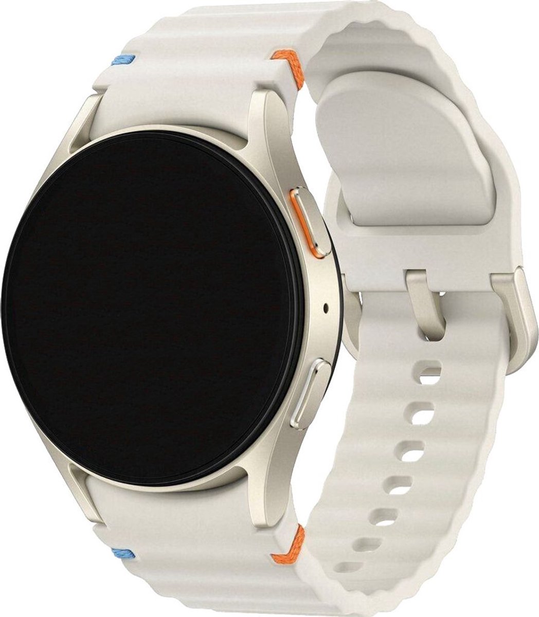 Horlogebandje - Smartwatch bandje - Watchband - Geschikt voor Samsung Galaxy Watch 7 (40 & 44mm) / 6 Classic (43 & 47mm) / 5 (Pro) / 4 (Classic) / FE - Siliconen Wave - Beige - Jonyx