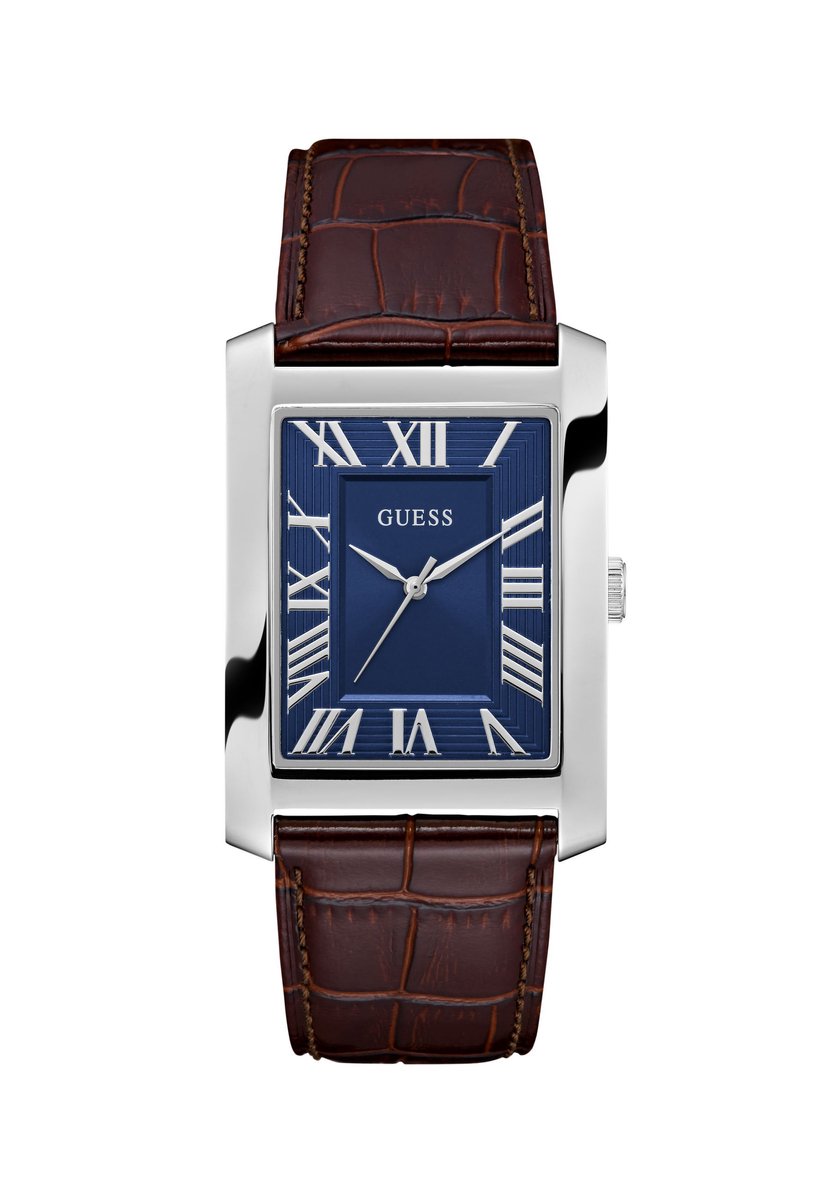 Guess Clyde Quartz Analoog Horloge Bruin Kast: 100% Gerecycleerd Kunststof | Armband: 100% Leer 34 mm GW1003G2