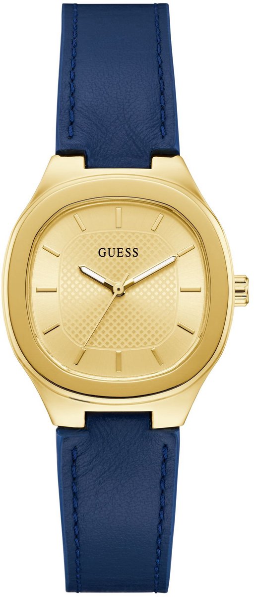 Guess Eve Quartz Analoog Horloge Blauw Kast: 100% Gerecycleerd Kunststof | Armband: 100% Leer 32 mm GW0996L2