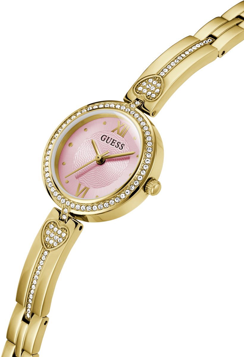 Guess Lovey Quartz Analoog Horloge Goudkleurig Kast: 100% Gerecycleerd Kunststof | Armband: 100% Gerecycleerd Kunststof 27 mm GW0655L5