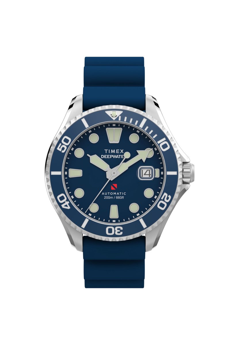 Timex Deepwater Meridian Mechanisch Automatisch Horloge Blauw Kast: 100% Roestvrij Staal | Armband 100% Rubber 44 mm TW2Y39900AJ, TW2Y40000AJ