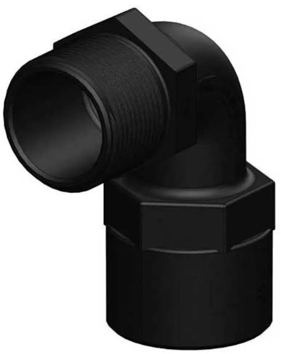 Trudesign 90° Elleboogconnector Met Vrouwelijke-mannelijke Schroefdraad Zwart 1 1/4´´