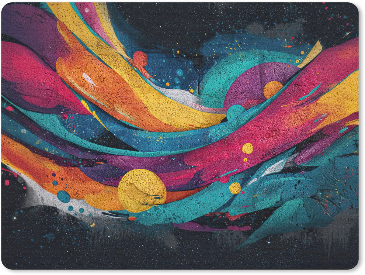 Muismat 23x19 cm - Mousepad Banen - Golven - Kleurrijk - Abstract - Muismatten