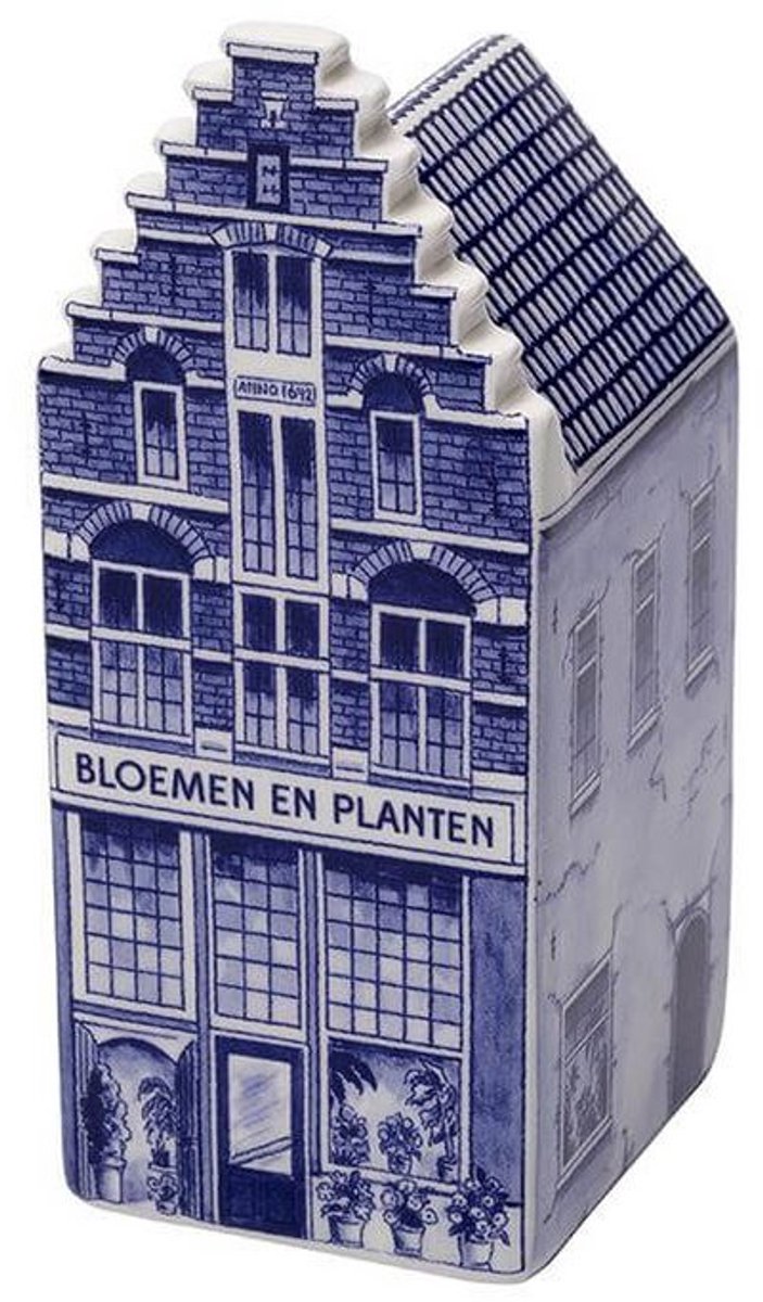 Huis - Bloemen en Planten - Blauw - Keramiek - 14 cm
