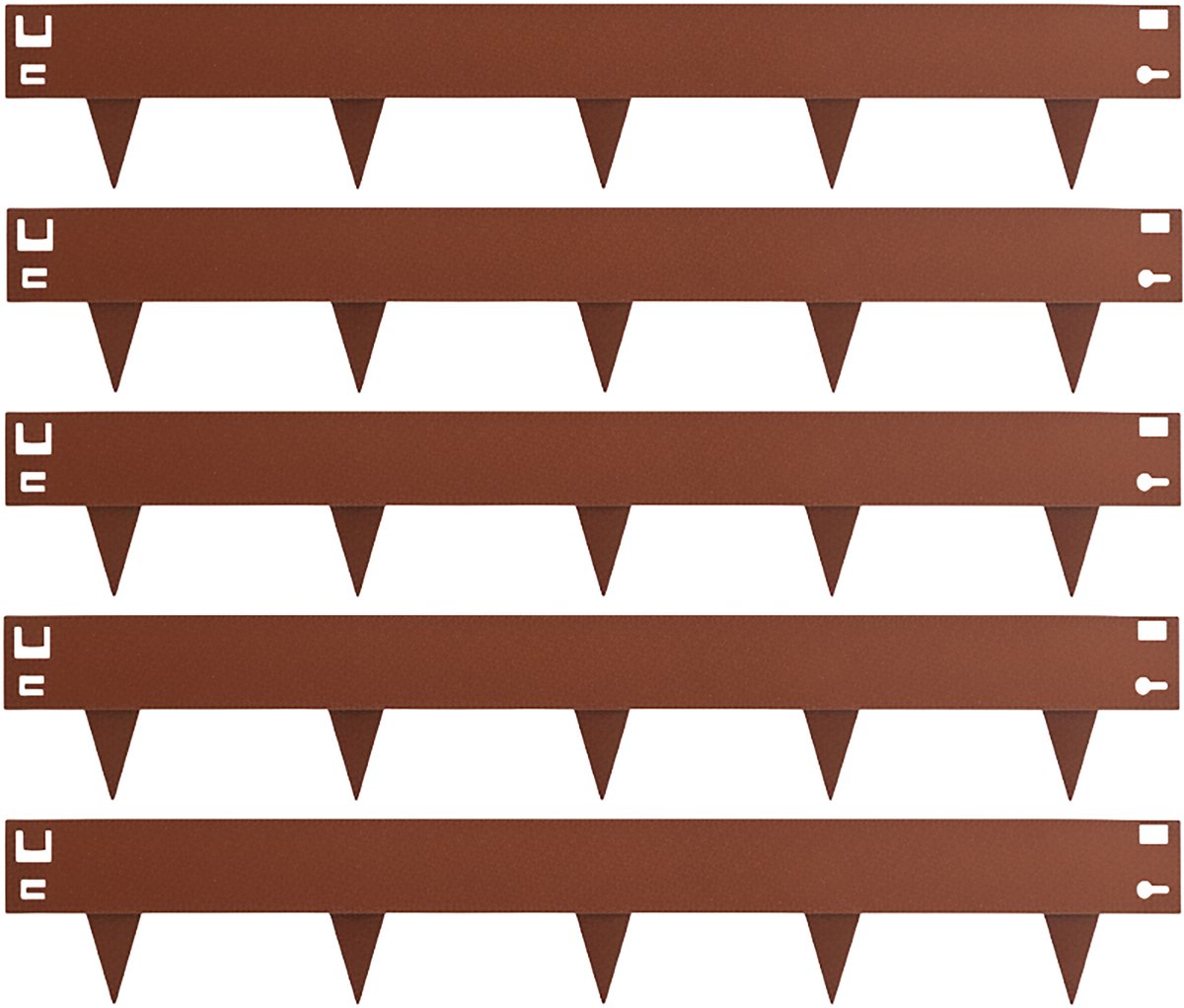 Borderrand - set van 5 - elk 16 x 106 cm - flexibel - staal - bruin