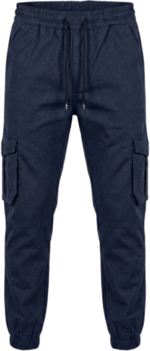 Hitman Cargo Broek Heren - Joggingbroek Heren - Trainingsbroek Heren - Sportbroek Heren - Katoen - Diepe Zakken - Marine Blauw - Maat XL