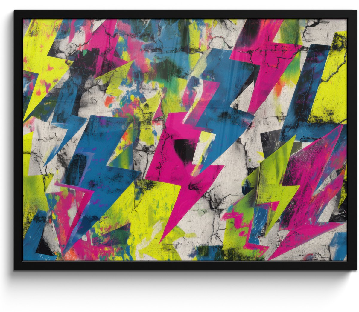 FrameYourWall Poster in lijst - Fotolijst 80x60 cm - Posters - Bliksemschichten - Patroon - Marmer - Kleuren - Posterlijst zwart - Decoratie - Wanddecoratie woonkamer - Muurdecoratie slaapkamer Bliksemschichten - Patroon - Kleuren