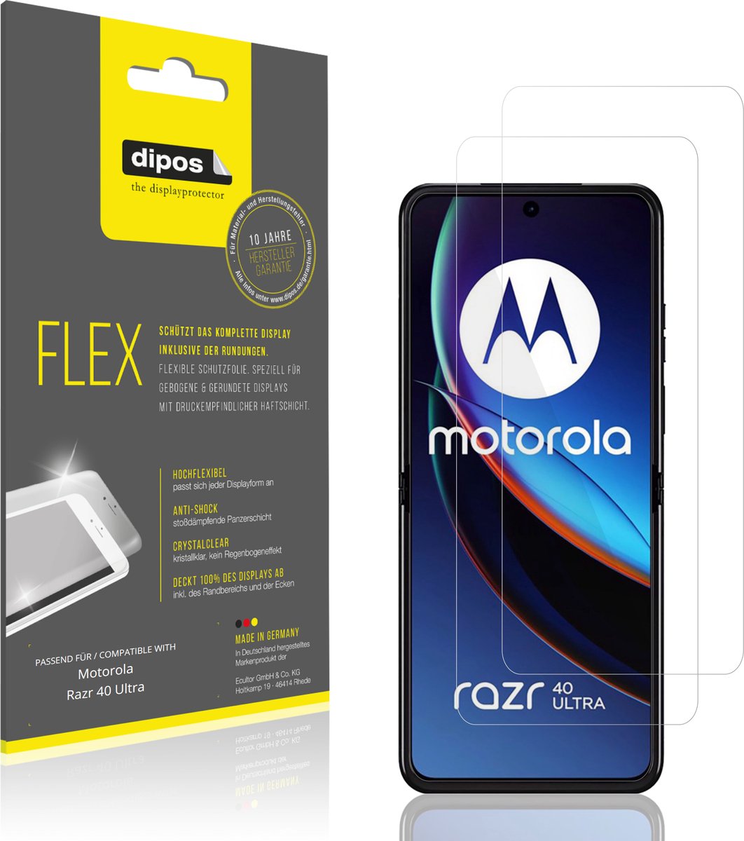 dipos – 2x Beschermfolie geschikt voor Motorola Razr 40 Ultra | 3D Full Cover Screenprotector | 100% Passend
