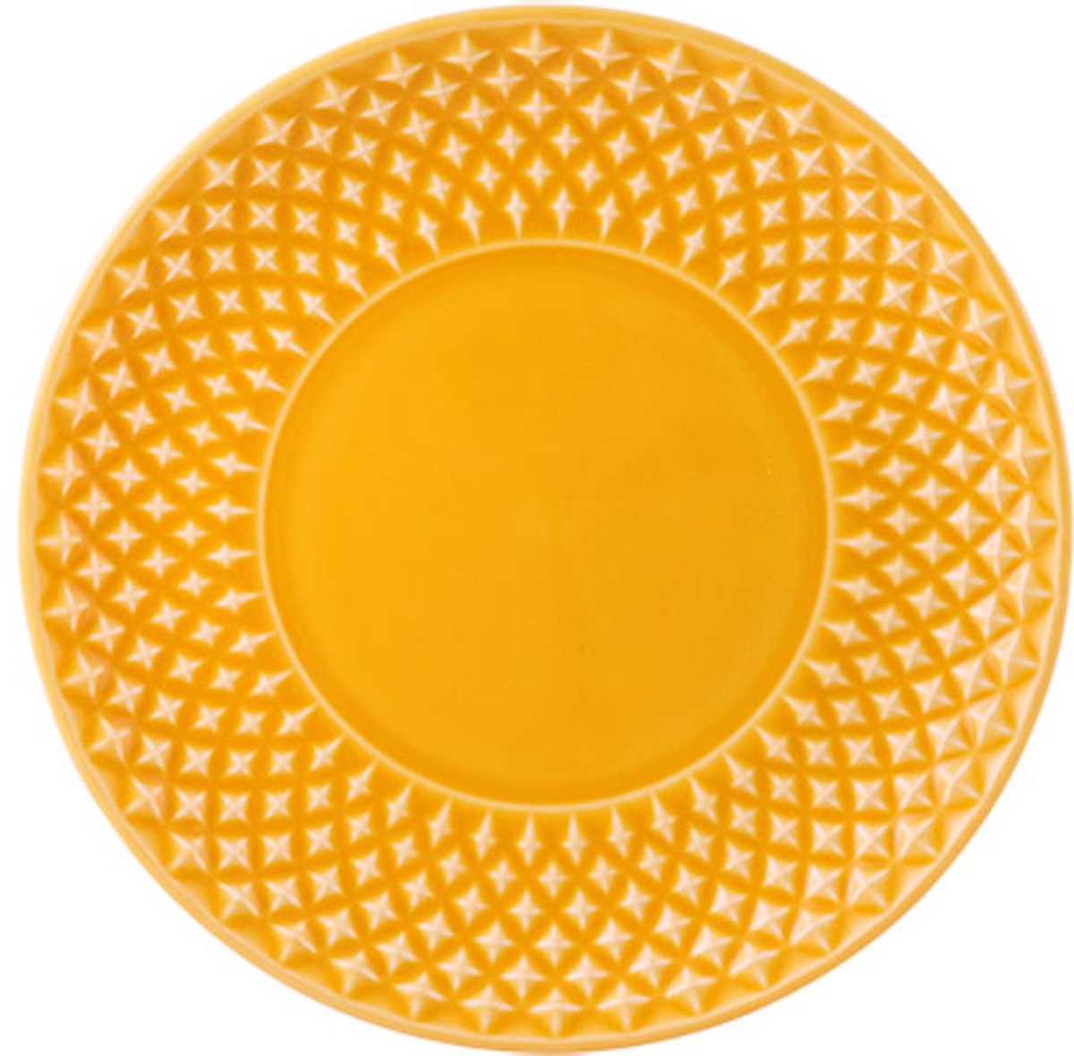 Vier borden Bicos Geel - 17 cm - Bordallo Pinheiro - gebaksbord - side dish - bread and butter dish - amusebord etc
