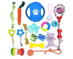 Honden speeltjes set - Honden speelgoed set - Honden speeltjes set - Hondenspeelgoed set - Honden speeltje - Kauwspeelgoed - Kauwspeeltje -18-delig