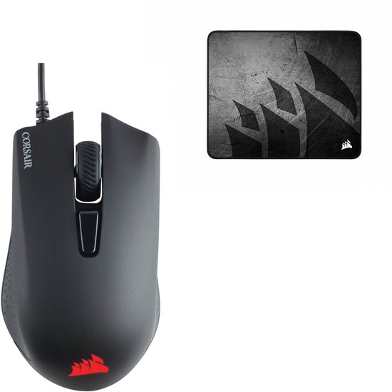 Corsair Harpoon RGB Pro Gaming Muis + Corsair MM300 Pro Muismat - 12.000 DPI - 360 x 300 mm - Zwart