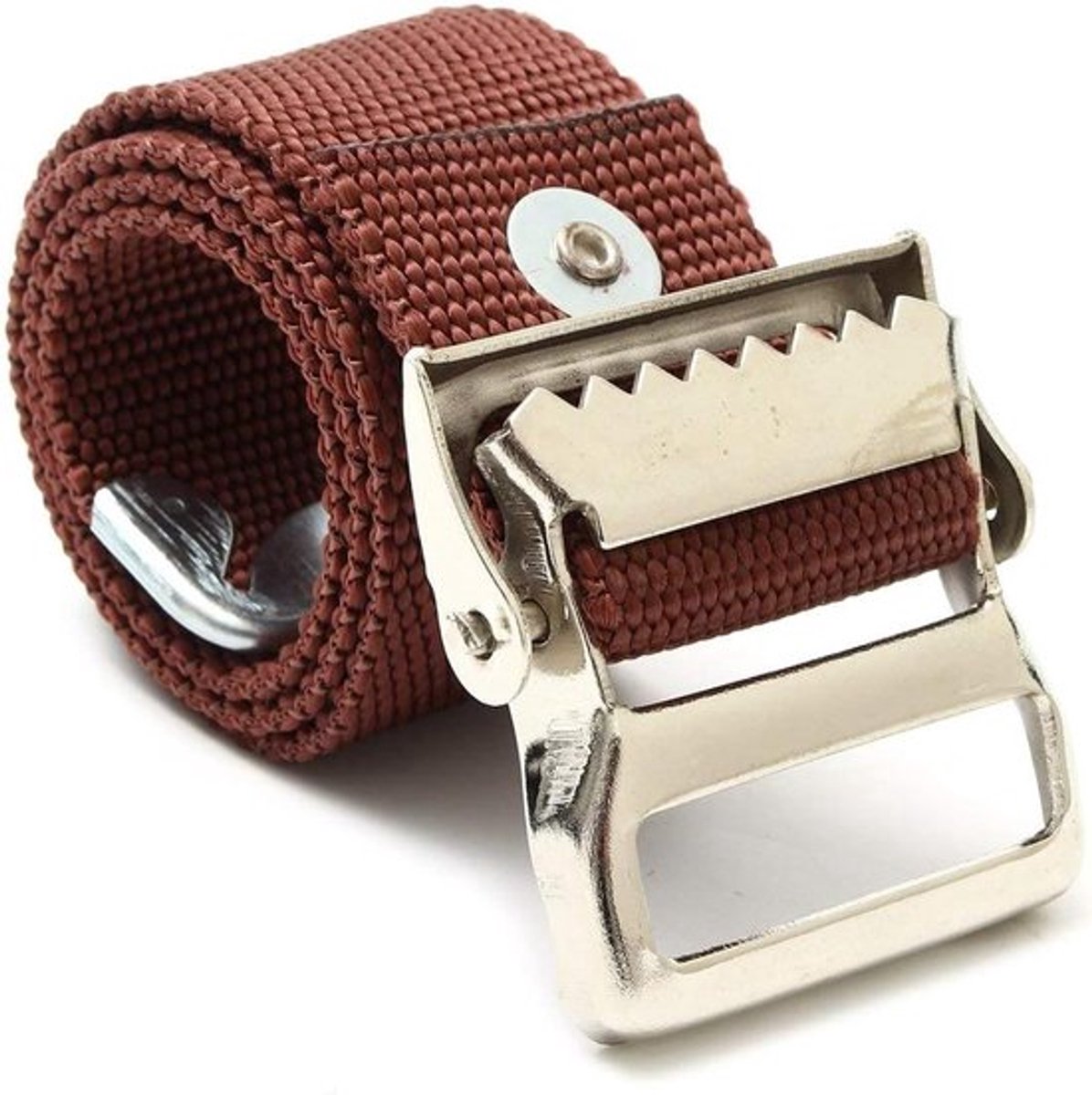 Stilts Bandjes voor Gipsplaten met Haak en Loop Sluiting - Bruin Canvas Geweven Design