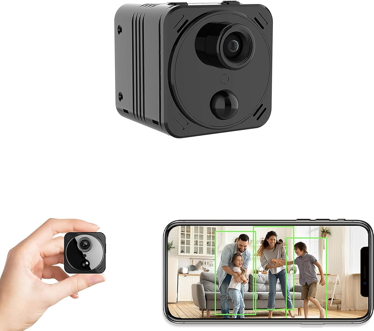 160° Groothoek Mini Camera met Infrarood Nachtzicht - Bewegingsdetectie - Gratis Cloudopslag - 4K HD Draadloze Camera - Zwart