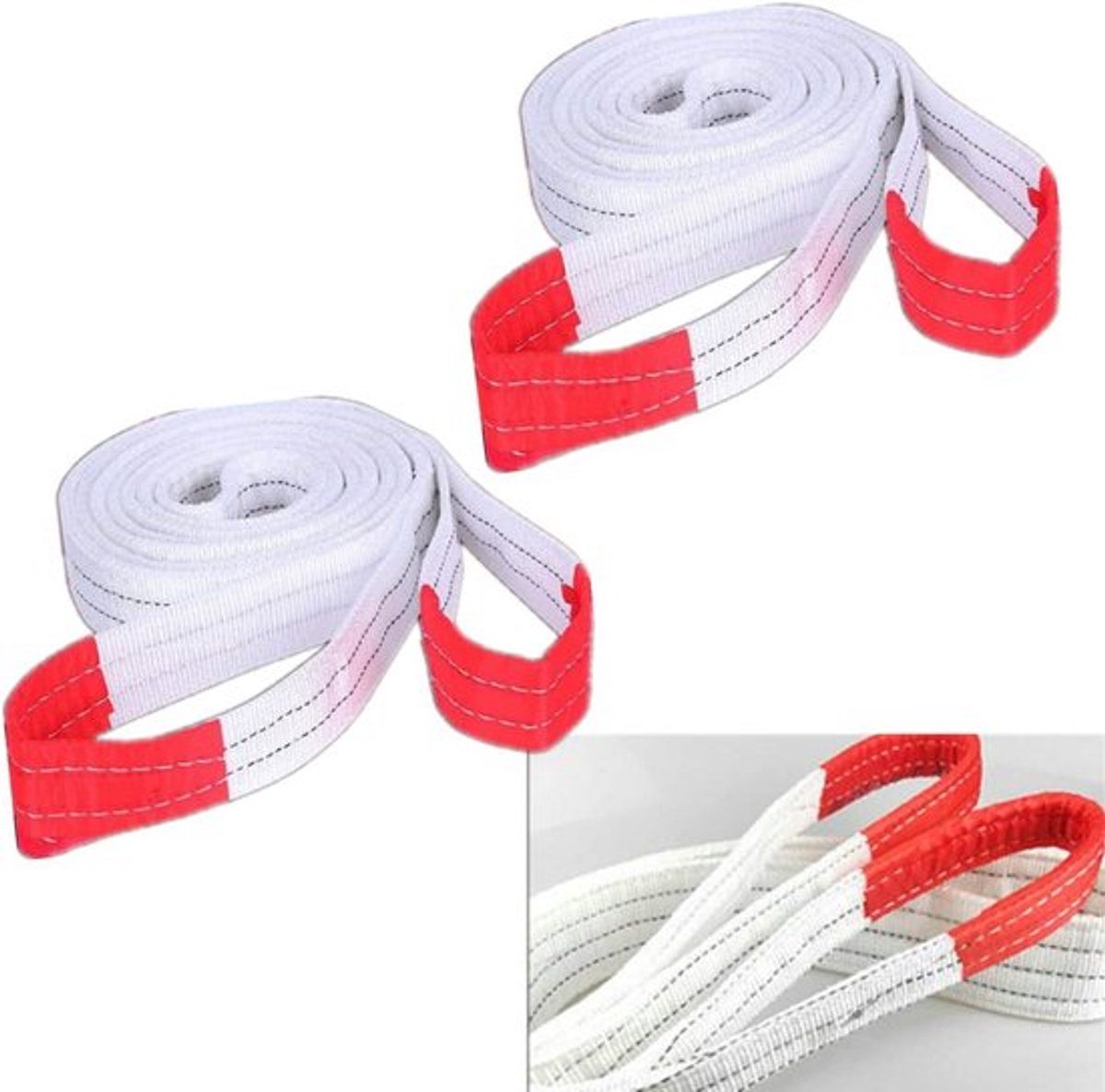 Hijsbanden met platte lus - 2 meter - 2000 kg draagkracht - duplex-polyester riem - lastliften - breukvastheid - 2 stuks.