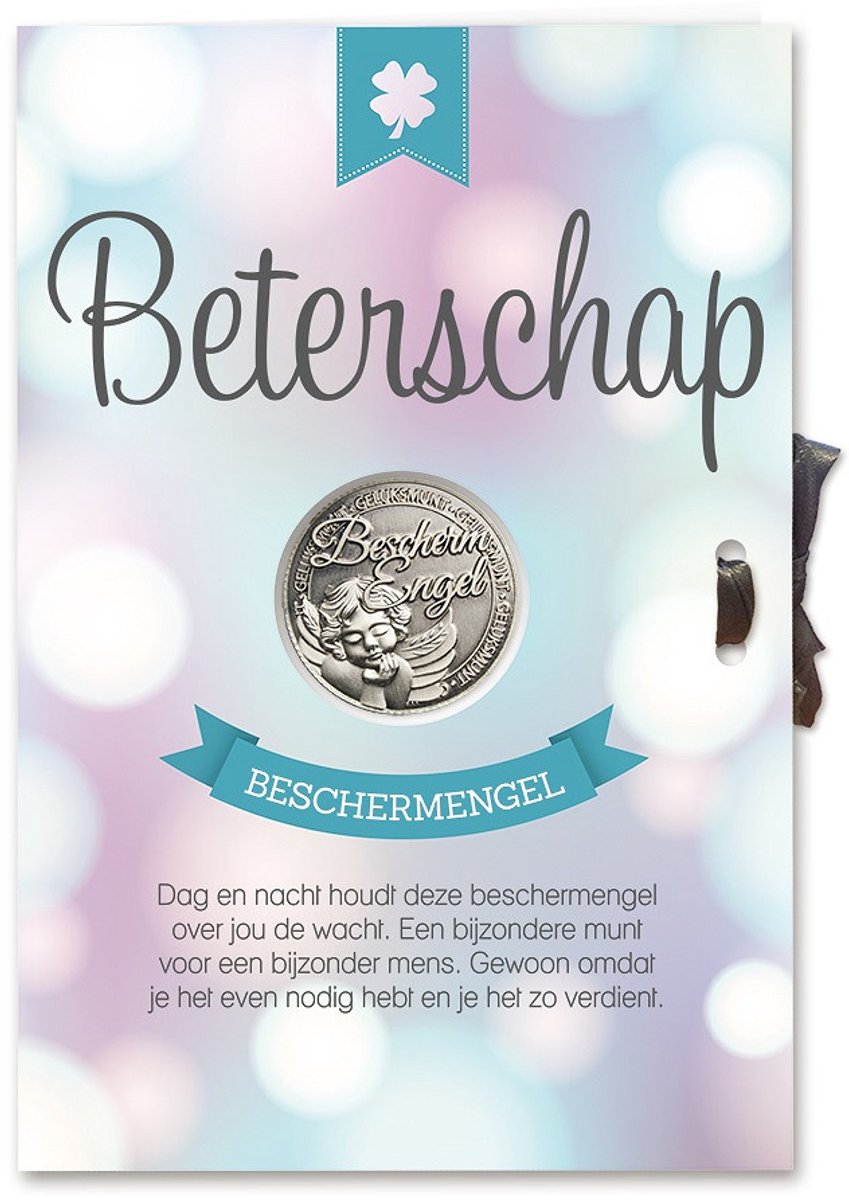 wenskaart beterschap/beschermengel munt/miko