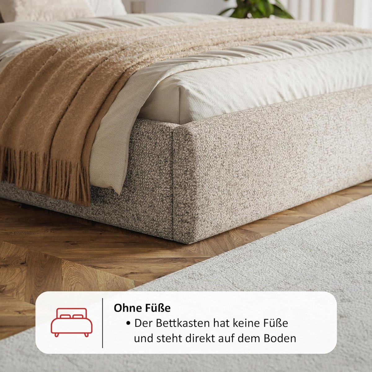 Gestoffeerd Bed 160x200 cm met Opbergruimte & Bedlade – Pauwhome Leno Luxe Bedframe Beige (Crème) met Hoofdeinde & Lattenbodem – Zonder Matras
