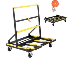 VEVOR Paneelwagen, Laadvermogen 816,5kg, Transportwagen met 4 Zwenkwielen en Uitschuifbaar Laadplatform, Opvouwbare Paneelwagens met Spanband voor Het Hanteren van Multiplex, Gipsplaat, Glas