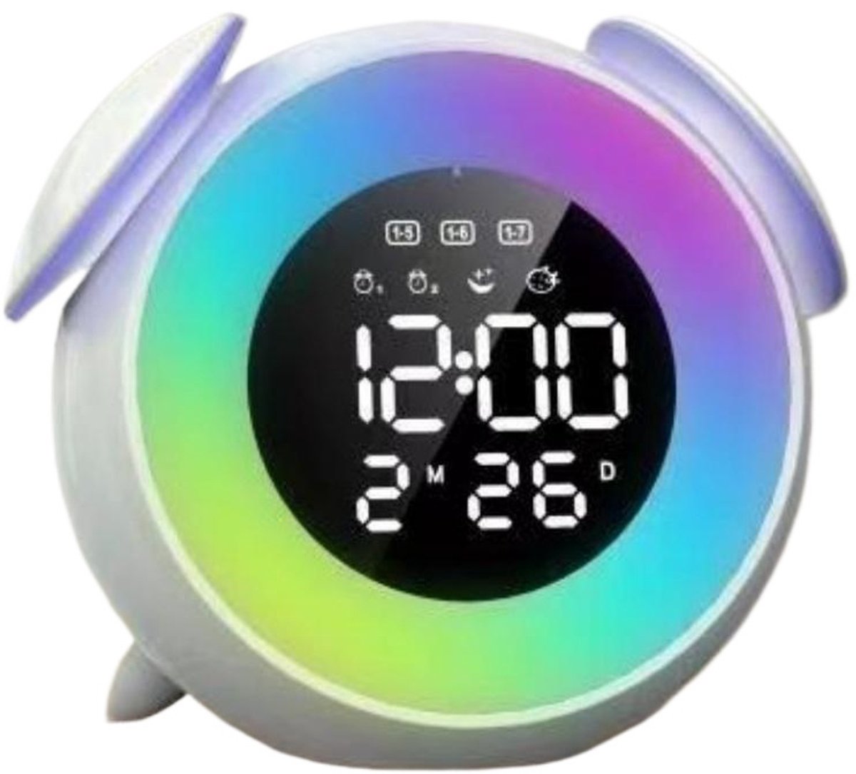 GELLDG Wekker - Zonsopgangwekker - Kinderwekker - Slaaptrainer - Alarm met licht - Snooze-functie - Dubbel alarm - Zonsopgangsimulatie, Weekdag/Weekendmodus - Digitale wekker geschikt voor jongens en meisjes