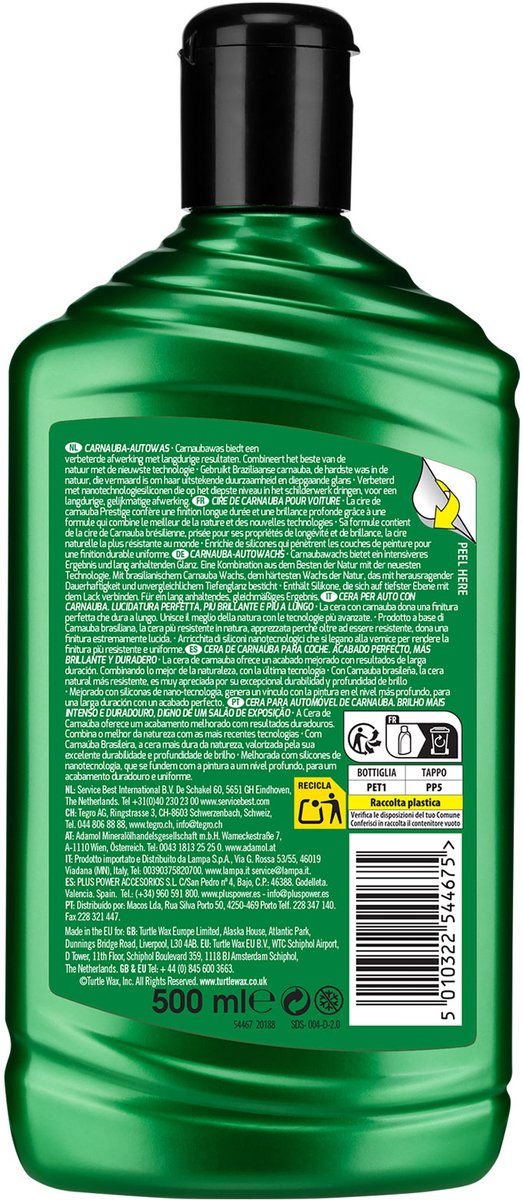 Turtle Wax Carnauba – Autowax – Reinigt & polijst - Langdurige bescherming – Geeft langdurige glans - Verbeterd met nanotechnologie siliconen - 500ml – foto 2