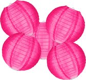 5-set LMPN® nylon lampionnen - felroze - 25cm - voor buiten
