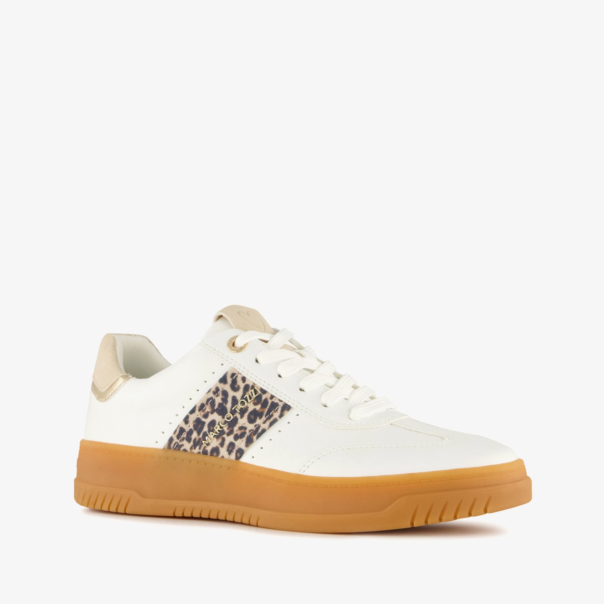 Marco Tozzi dames sneakers met luipaardprint wit - Maat 37 - Uitneembare zool