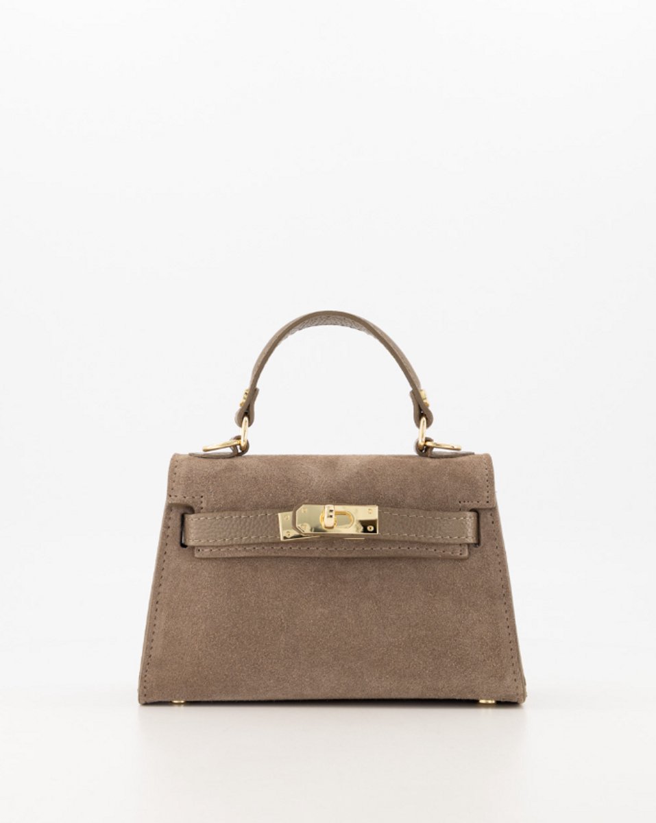 Handtas – Grace – Suede Classic Grain – Taupe – 67 T1106 – Goudkleurig