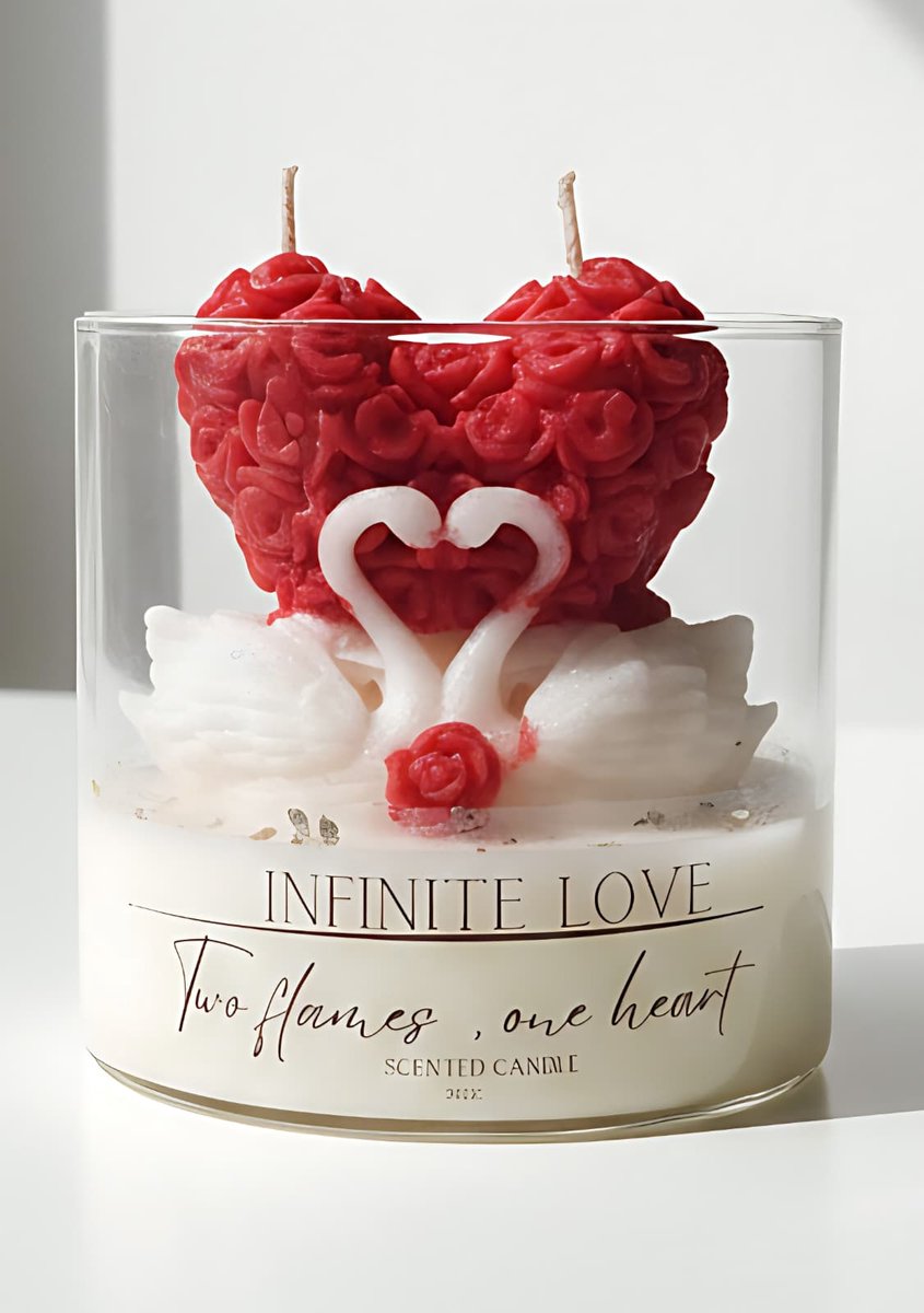 Geurkaars Infinite Love – Valentijnskaars met Dubbele Lont – Rozengeur – 300g – Romantisch Cadeau