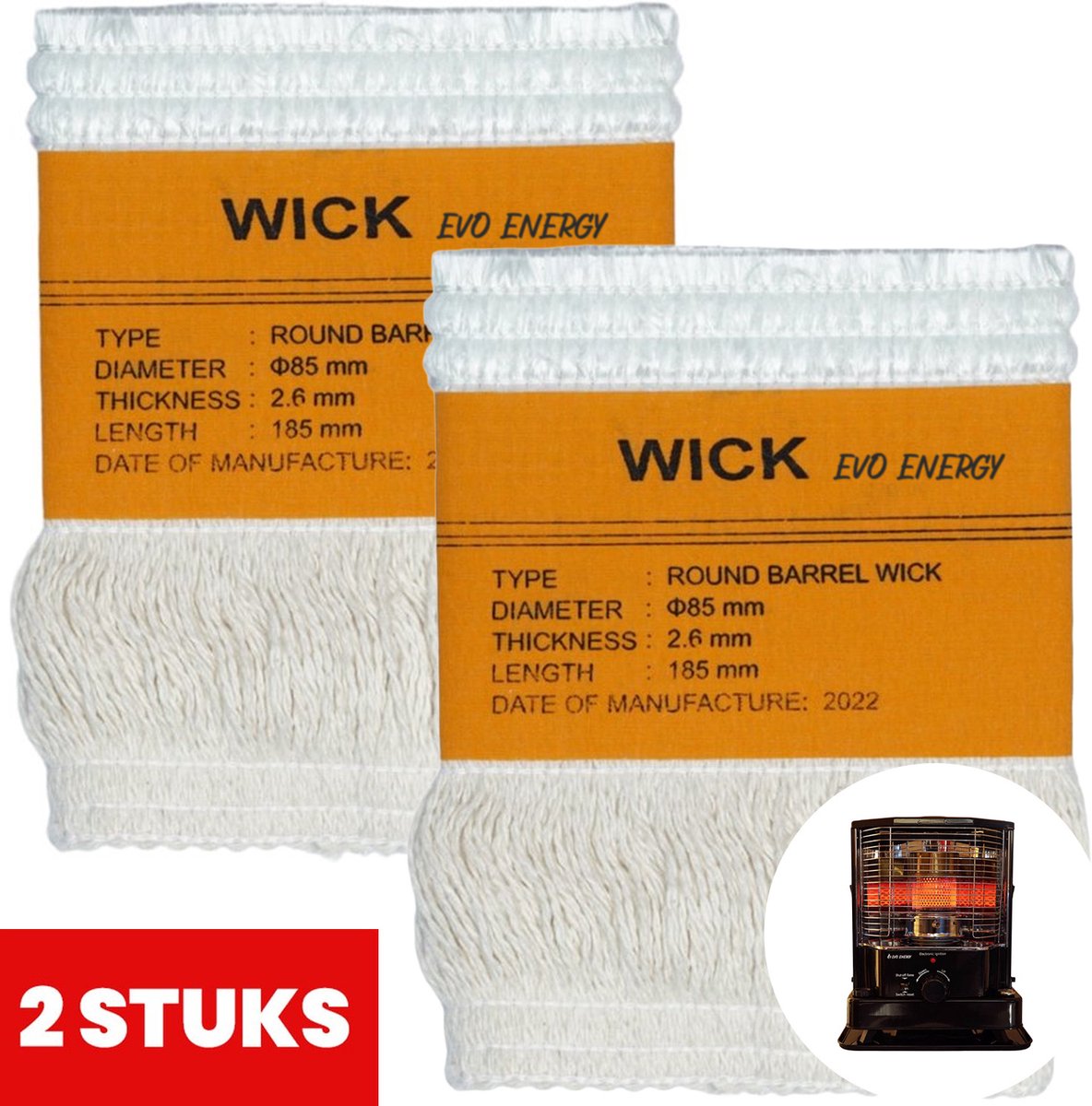 EvoEnergy Petroleumkachel Kous - Lont voor Petroleumkachel - 2 Stuks - Universeel - 85 x 185mm