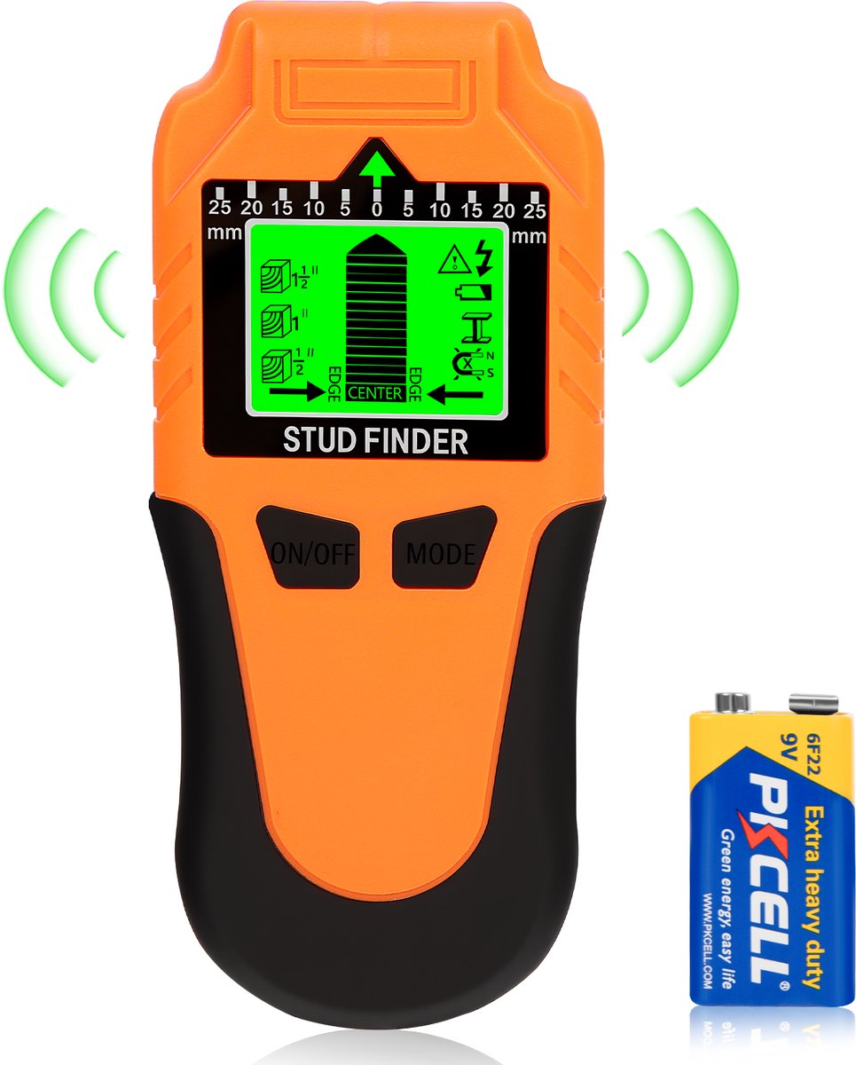 Profesionele Leidingzoeker - Wall Scanner 6-in-1 - Multifunctionele Detector - LCD Display - Geluidsalarm - Voor Hout, Metaal, AC Stroomdraad, Balk, Pijp & Kabeldetectie