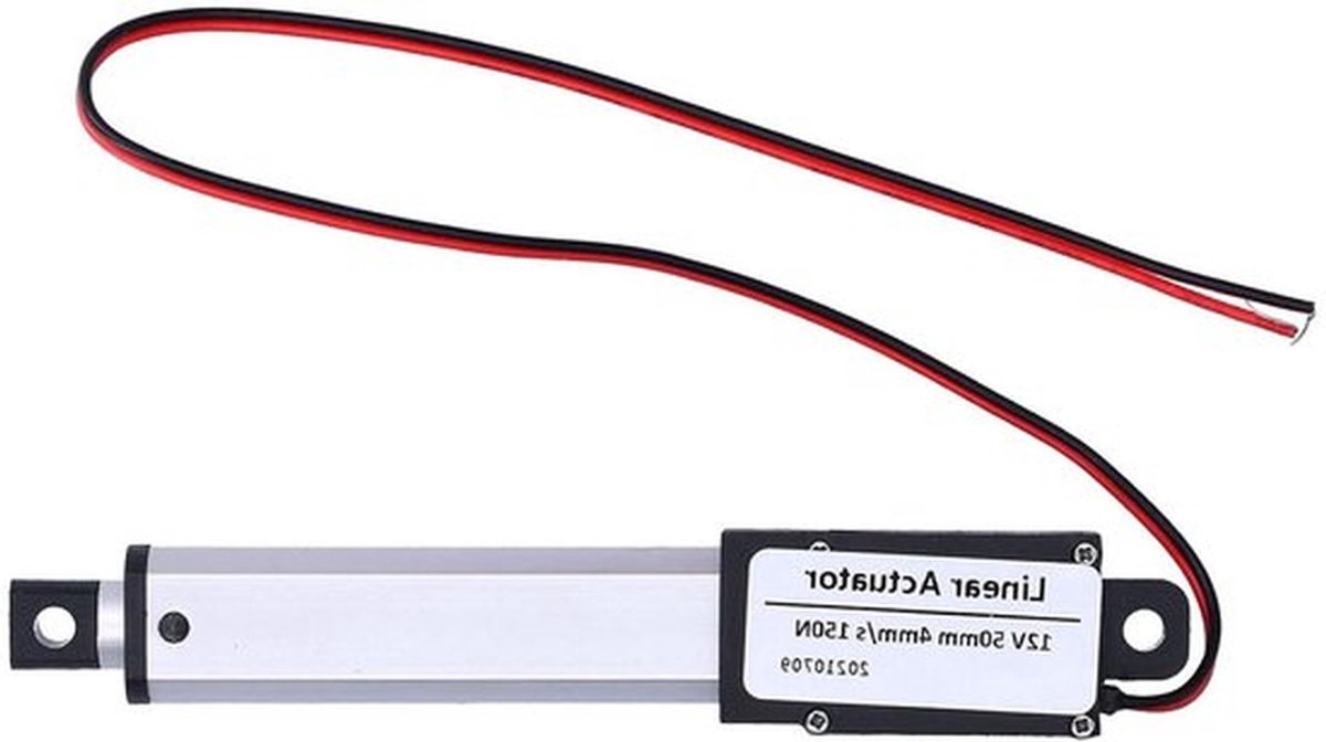 Hoge Snelheid Mini Lineaire Bewegingsactuator 50mm Slag DC 12V voor Automobielindustrie - Laag Geluidsniveau - Interne Eindschakelaar - 150N - 4mm/s