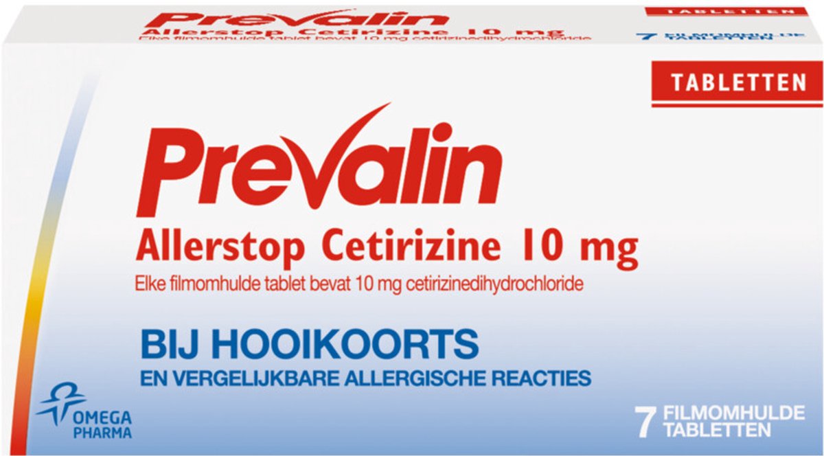 Prevalin Allerstop Allergietabletten Cetirizine 10 mg - 3 x 7 tabletten