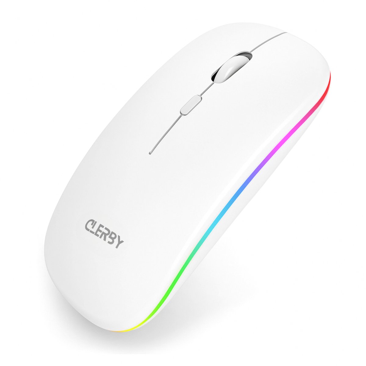 Clerby - Draadloze LED Muis - Stille klik - Bluetooth - Computermuis - Links & Rechtshandig - 7 kleuren - Wit