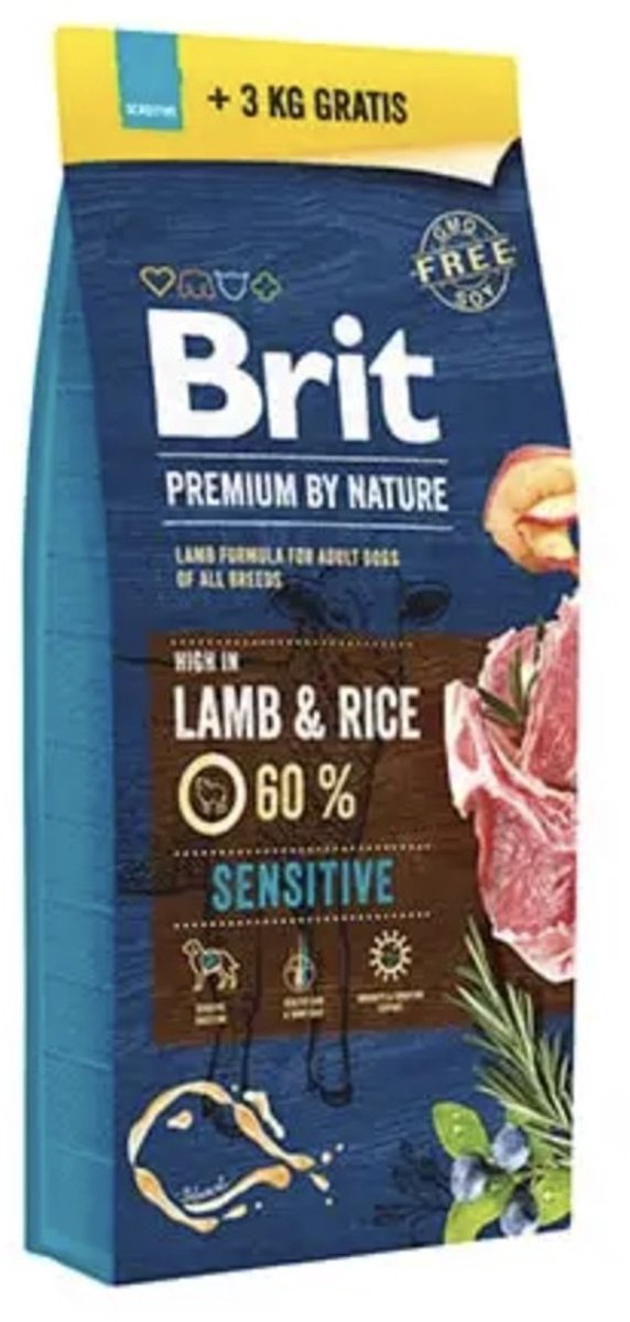 Brit Brit premium Lam en Rijst 15+3KG